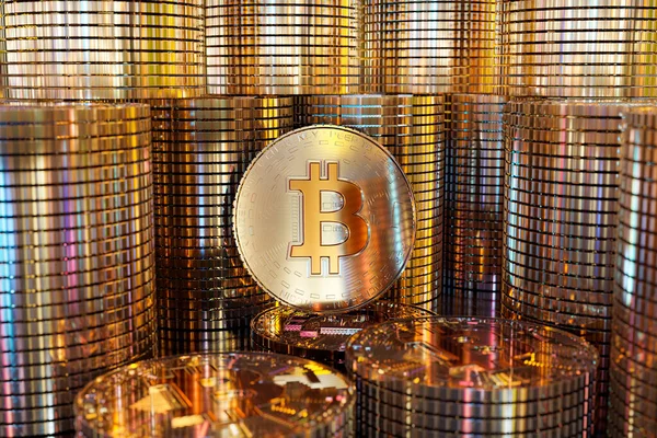Rendering Cryptocurrency Coins Metalic Surface Technology Concept Business Background —  Fotos de Stock