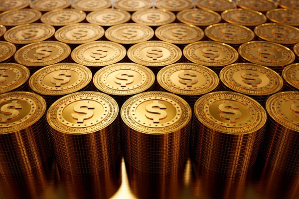 Rendering Pile Gold Dollar Coins Business Concept Finance Backgound Exchange —  Fotos de Stock