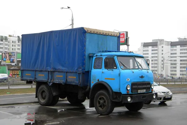 Gomel Gomel Region Belarus 2016年2月 ベラルーシのミンスク自動車工場で製造されたソ連の大容量カバートラックMaz 500 生産年月19631977年 — ストック写真