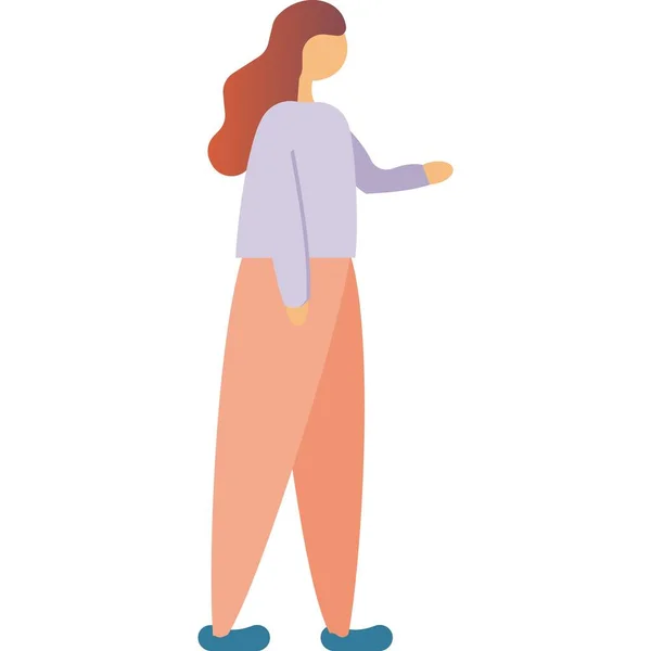 Женщина ходьба иконка вектор, изолированный на белом — стоковый вектор
