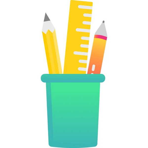 Penna och penna i rutan vektor mugghållare ikon — Stock vektor