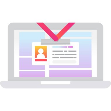 Vektör dizüstü bilgisayarda kimlik kartı sahibi simgesi