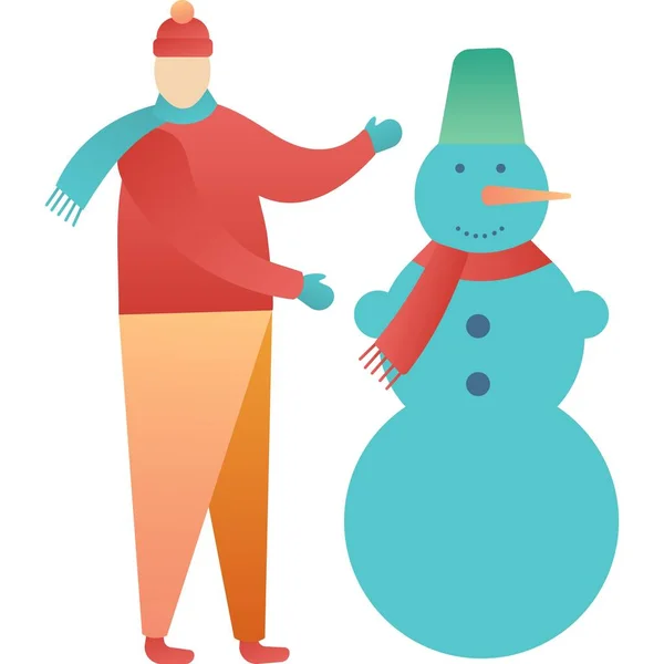 快乐的男人在白雪公主上做雪人矢量图标 — 图库矢量图片