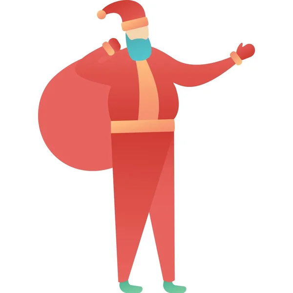 Santa Claus v červeném oblečení s ikonou dárkové tašky — Stockový vektor