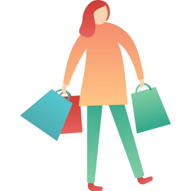 Alışveriş çantası vektör simgesi beyaz olan kadın