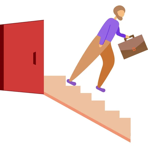 Licenciement du personnel icône vecteur congédié personne dans les escaliers — Image vectorielle