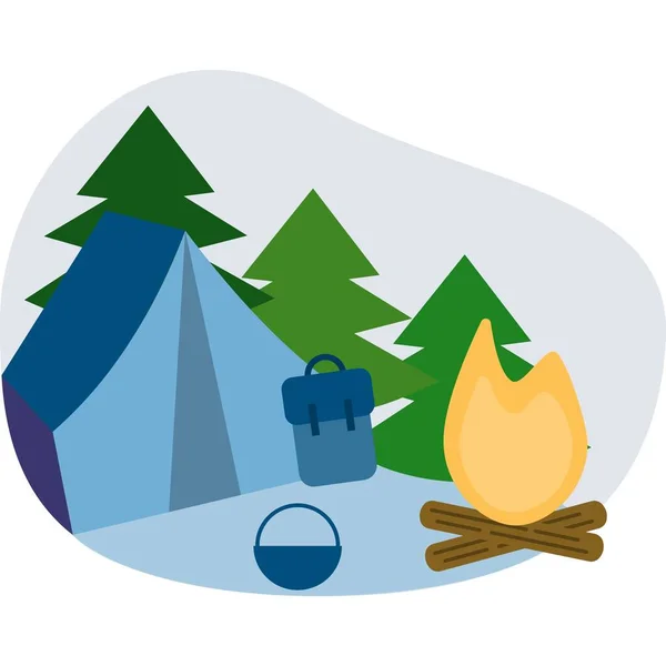 Camp bonfire in forest vector logo icon — Stock Vector