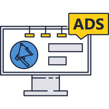 Dijital ortam reklam stratejisi vektörü PC simgesi