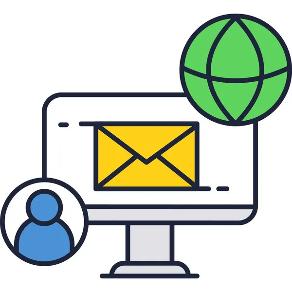 E-Mail Symbol flacher Vektor Computer E-Mail Marketing — Stockvektor