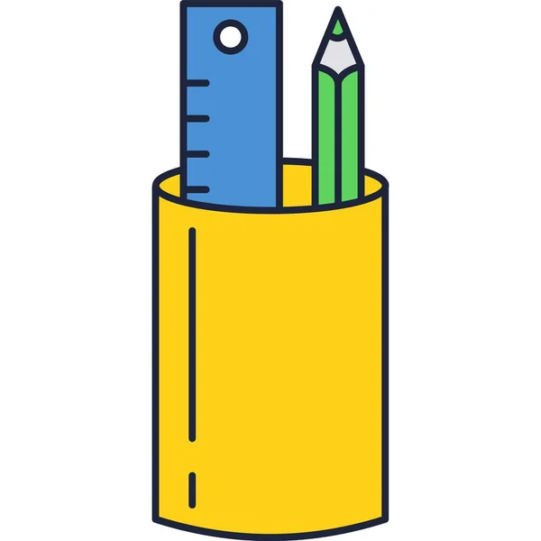 Ruler and pencil in box holder vector icon — Stock Vector