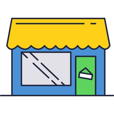 Mağaza binası vektör simgesi beyaza izole edildi