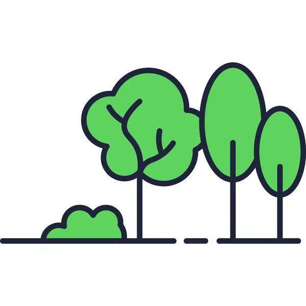 Waldbäume Vektor-Symbol auf weißem Hintergrund — Stockvektor
