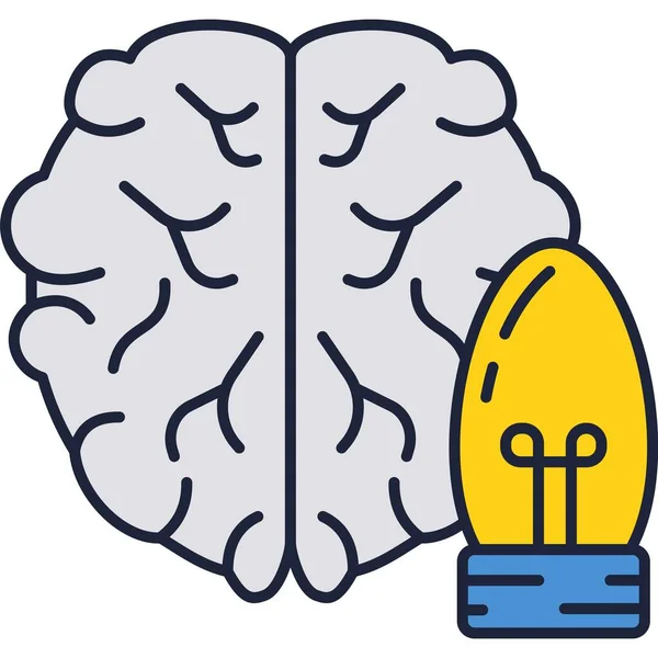Mózg i ikona lampy twórczy wektor pomysłów — Wektor stockowy