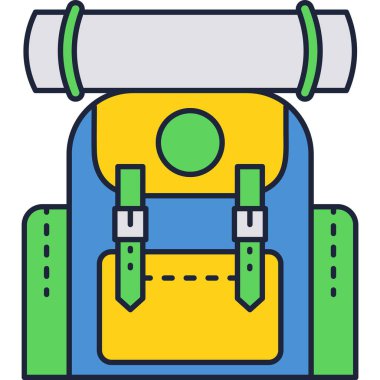 Sırt çantasında seyahat çantası simgesi işareti