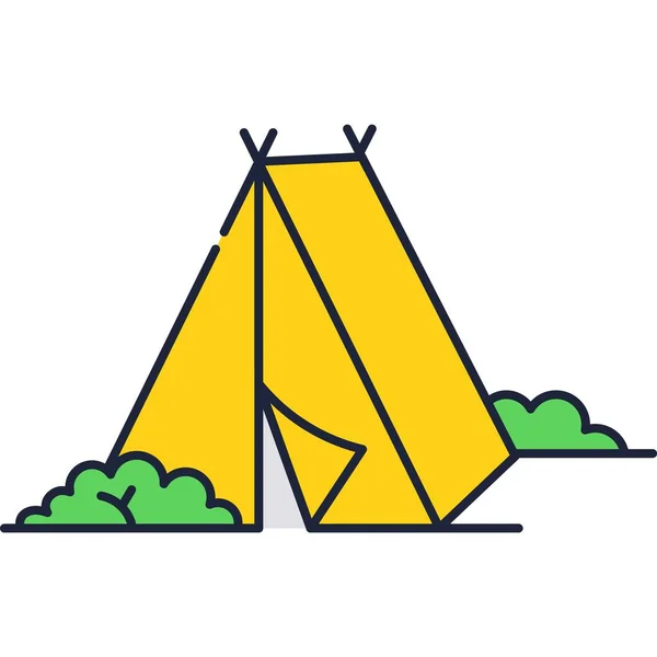 Ícone de vetor de barraca de acampamento isolado no símbolo branco — Vetor de Stock