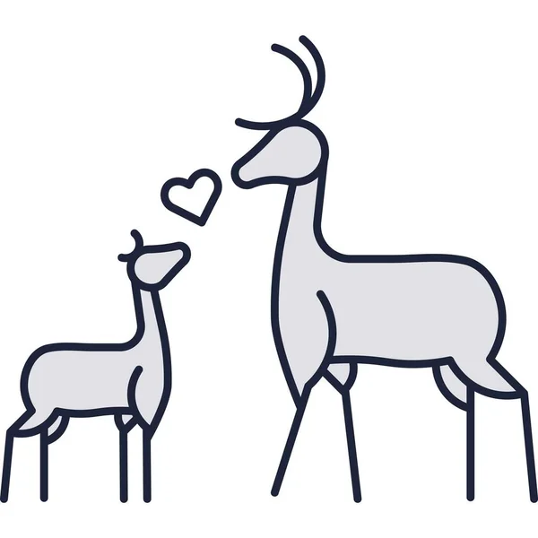 Deer family vector outline icon isolated on white — Stock Vector
