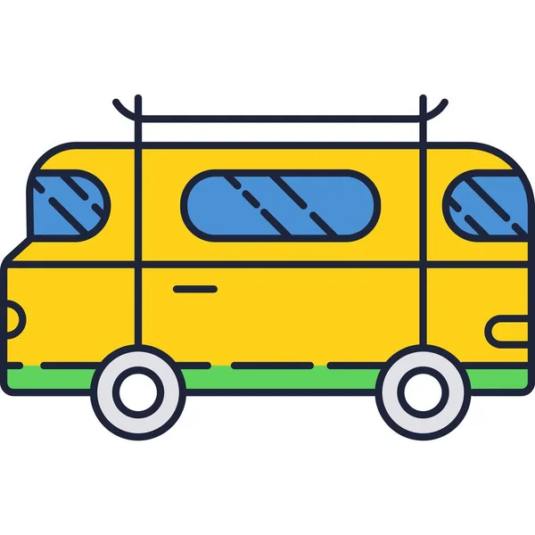 Van icono vector caravana rv coche, autobús de viaje — Archivo Imágenes Vectoriales