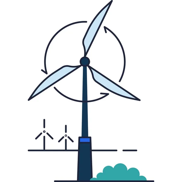 Molino de viento icono vector turbina de energía granja de energía — Vector de stock