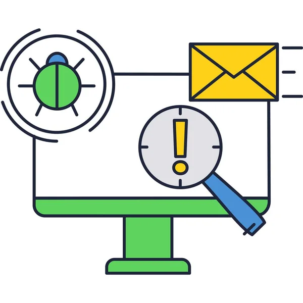 Computerfehler Virenbetrug Erkennung Symbol-Vektor — Stockvektor