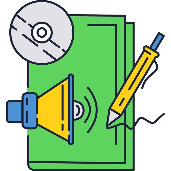 Logo del audiolibro del icono del libro audio en blanco — Vector de stock