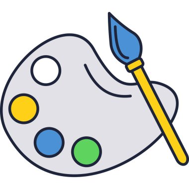 Renkli boya paleti ve fırça vektör resim simgesi