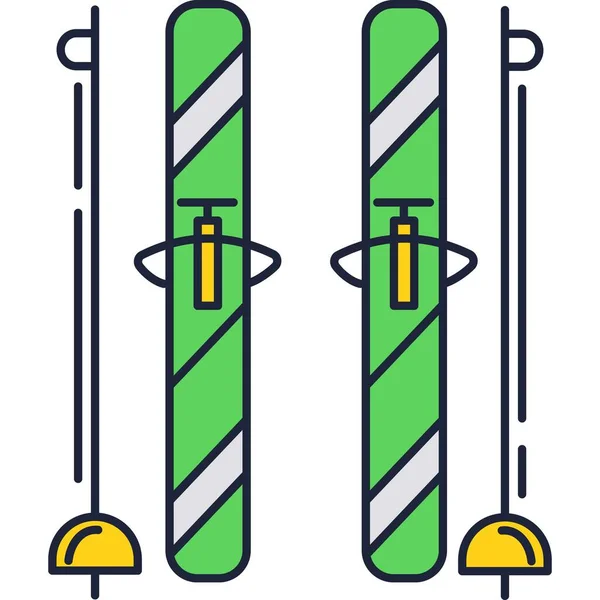 Ski com vara ícone vetor equipamento em branco — Vetor de Stock