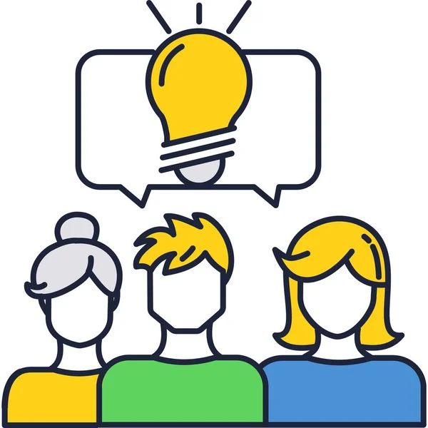 Idea and teamwork icon vector people together — Stock Vector
