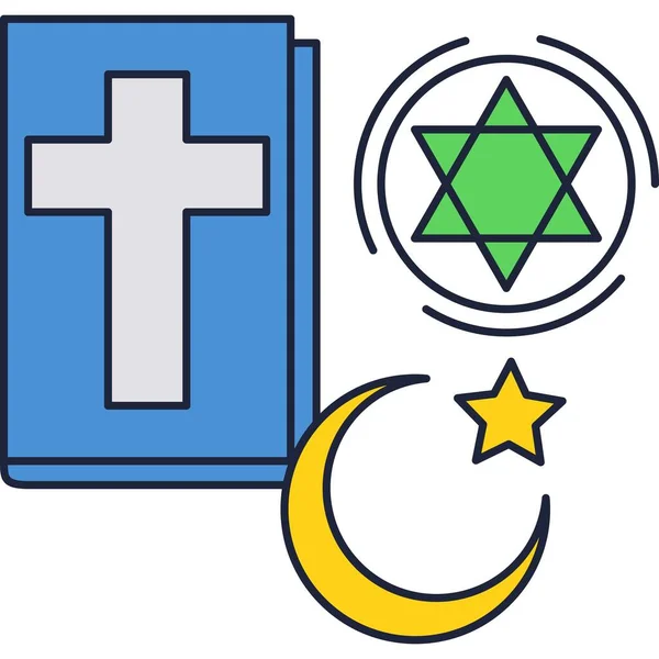 Weltreligion und Glaubenssymbolvektor — Stockvektor