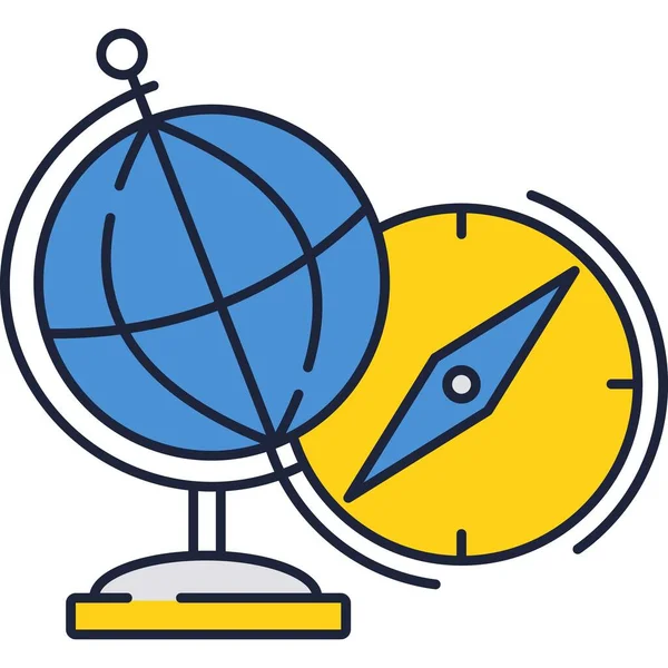 Erdkugel und Kompass-Ikone Geographie-Vektor — Stockvektor