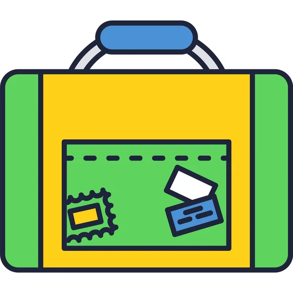 Viaje maleta equipaje bolsa vector vacaciones icono — Vector de stock