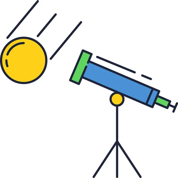 Télescope vectoriel astronomie comète icône plate design — Image vectorielle