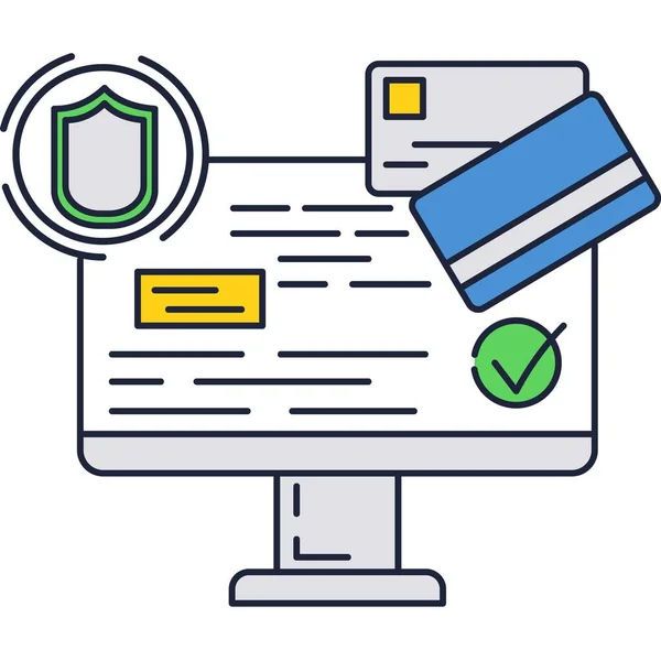 Online payment pc icon safe internet transaction – Stock-vektor