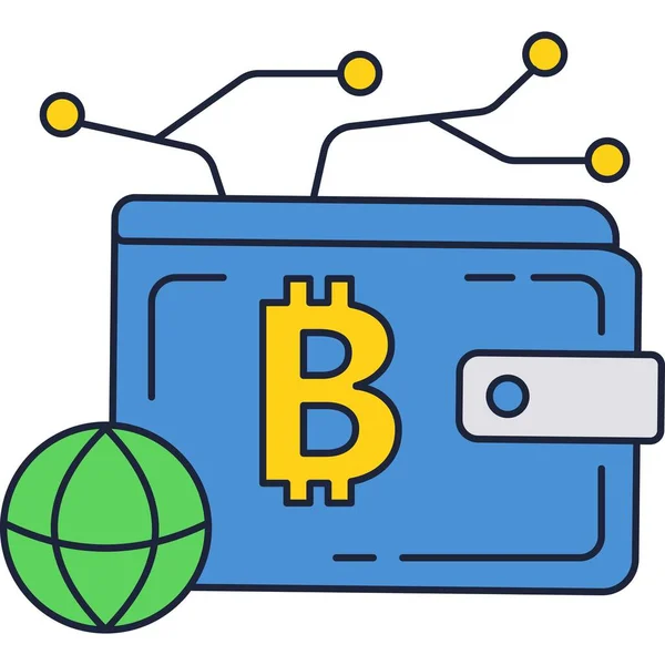 Monedero bitcoin digital cripto dinero icono vector — Vector de stock