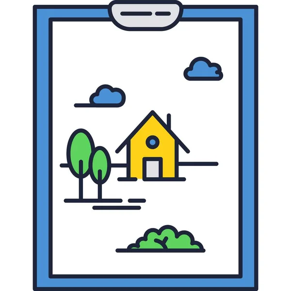 House sketch drawing on clipboard icon vector — Stockvektor