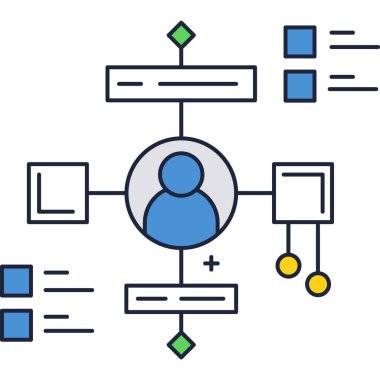 Çalışma akışı simgesi üretkenlik süreci teknik vektörü