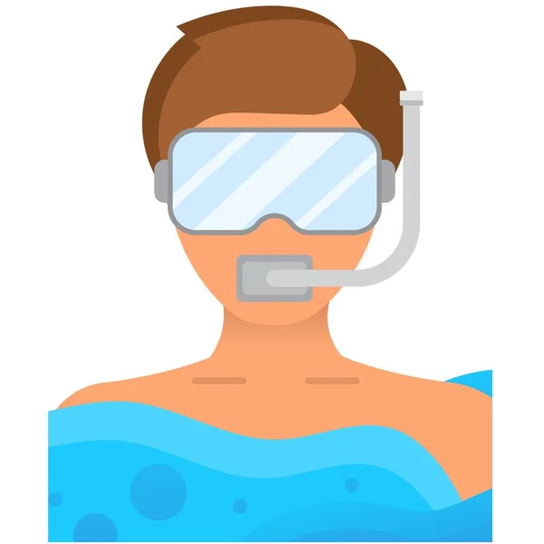 Hombre buceo snorkel con máscara vector icono — Archivo Imágenes Vectoriales