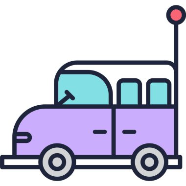 Küçük mini minibüs izole edilmiş araba vektör simgesi