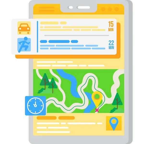 Application GPS sur l'icône mobile choisir la déroute la plus rapide — Image vectorielle