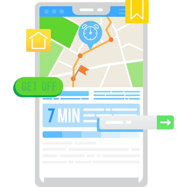 Tracker mobile app icône temps alerte option vecteur — Image vectorielle