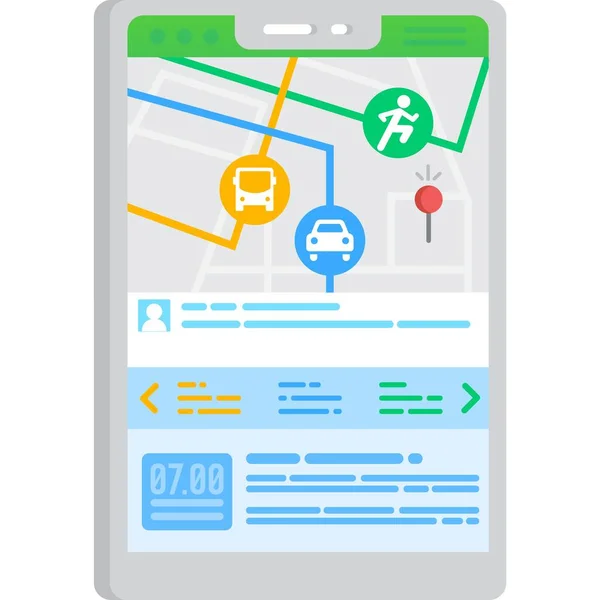 Tracker mobile App Symbol Transport-Modi im Handy — Stockvektor