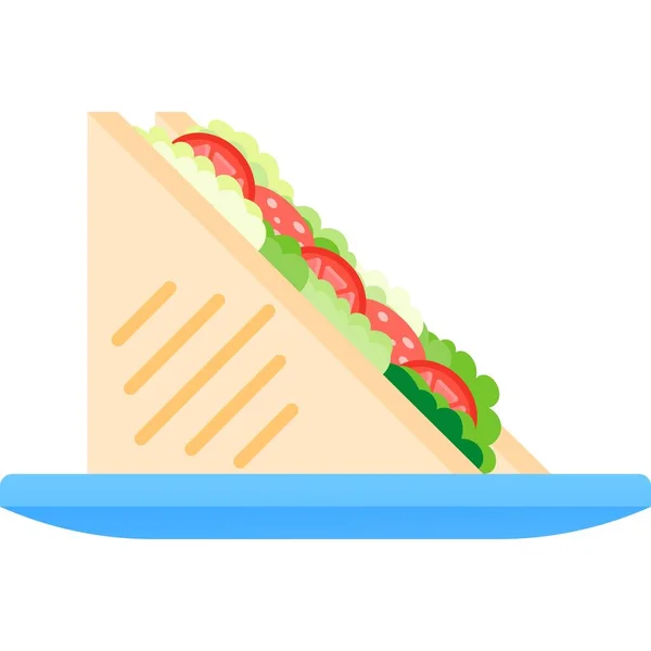 Ikon makanan cepat saji vektor sandwich diisolasi pada warna putih - Stok Vektor