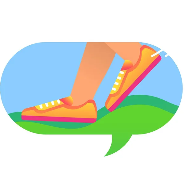 Ejecutar piernas en el habla de chat icono de la burbuja vector — Vector de stock