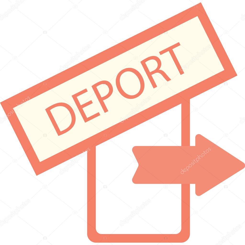 Deport stamp and door exit icon flat vector