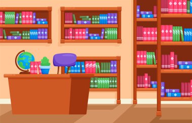 Vektör illüstrasyonlu kütüphane düz ortogonal bileşimi