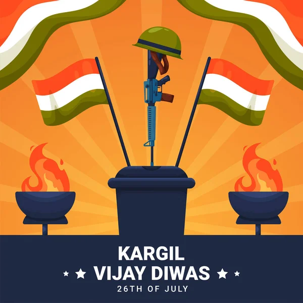 カーギル ヴィジェイのベクトル イラスト英語の意味はカーギル ヴィクトリー デーです インドの殉教者の日のベクトルイラスト 記念の日 — ストックベクタ