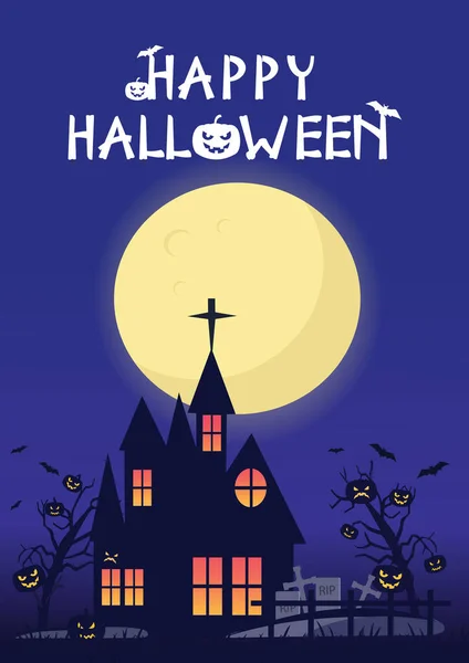 Nyaralás Halloween Fekete Sziluettek Sütőtök Temetőben Éjszaka Háttere Temető Törött — Stock Vector