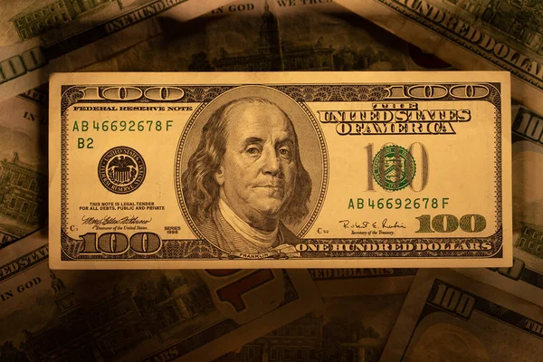 Nota Isolada 100 Dólares Americanos Projeto Velho Conta Dólar Dos — Fotografia de Stock