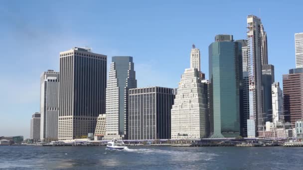 Οικονομική Περιοχή Στη Νέα Υόρκη Downtown Manhattan Κατά Διάρκεια Sunny — Αρχείο Βίντεο