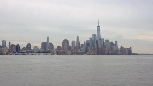 Centrum Manhattanu Widziany Hoboken New Jersey Słynna Panorama Nowego Jorku — Wideo stockowe