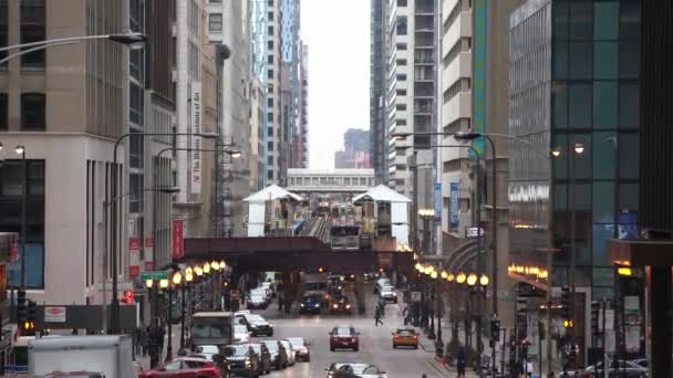 Chicago Illinois Usa November 2019 Metrostation Verhoogde Baan Chicago Cta — Stockvideo